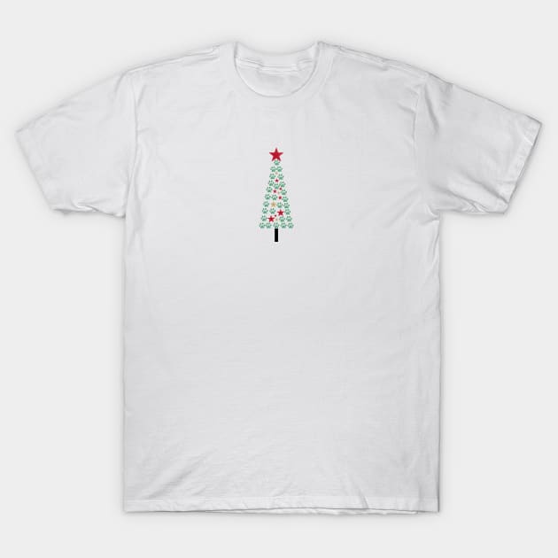 Christmas tree made with paw print T-Shirt by GULSENGUNEL